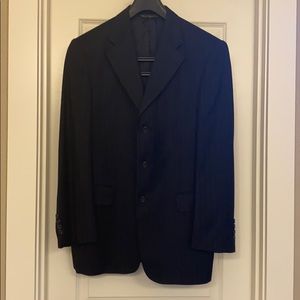 Blue pinstripe suit jacket